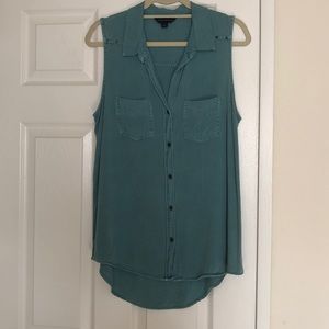 Worn once studded Turquoise collared tank